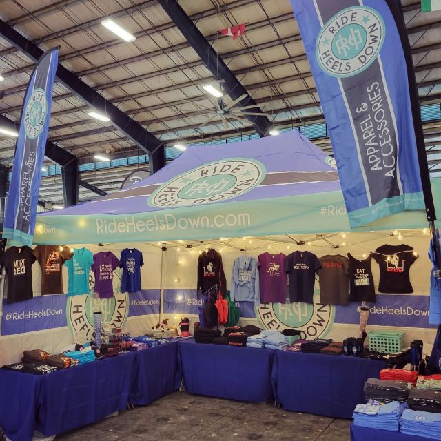 The #RideHeelsDown booth is all set up and ready to rock the #LRK3DE this week! If you're at the KYHP, come find me in the indoor vendor village and say hello! 🥰
 #horsebackriding #horsesofinstagram #horses #horse #barnlife #riding #eventing #dressage #jumper #horseshow #heelsdown #equitation #xc #crosscountry #haveagreatride #eventer #usea #3phase #3ways3days #ushja #usdf #usef