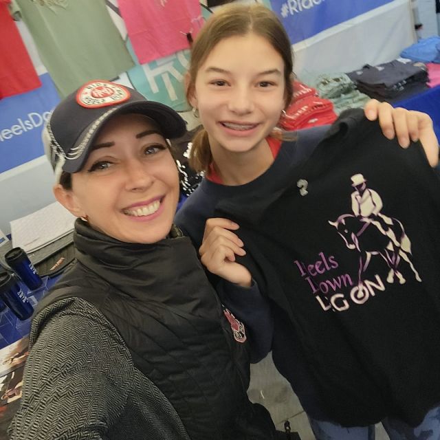 This future #LRK3DE star, @Aubrey_eventing, won one of my very first t-shirts many years ago when #RideHeelsDown just started and she's finally grown enough to wear it! Many thanks to her and her mom, Kelly, for stopping by today! 🥰
#horsebackriding #horsesofinstagram #horses #horse #barnlife #riding #eventing #dressage #jumper #horseshow #heelsdown #equitation #xc #crosscountry #haveagreatride #eventer #usea #3phase #3ways3days #ushja #usdf #usef